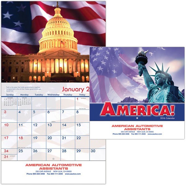America! Wall Calendar Patriotic Promotional Items 4AllPromos