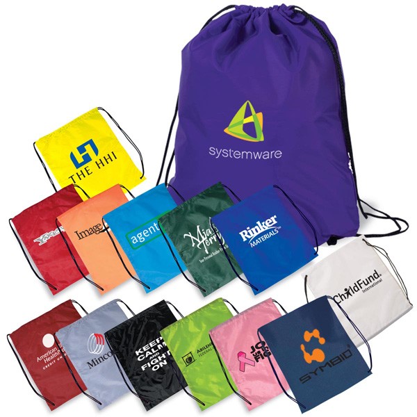 drawstring backpack with logo