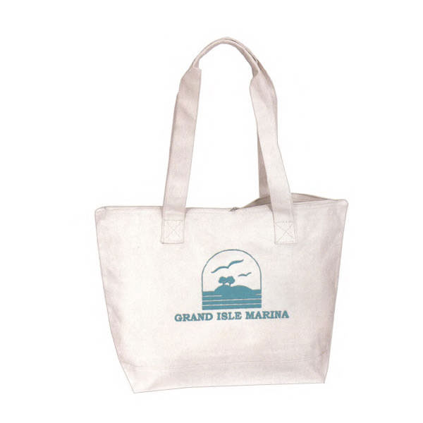 Zippered Cotton Canvas Tote Bag