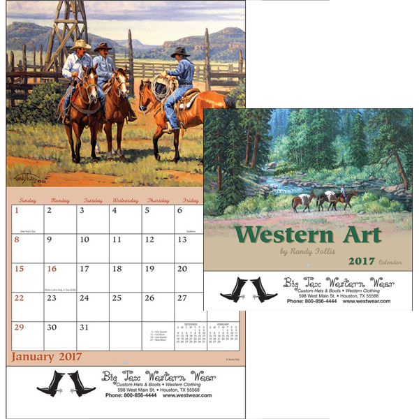 Western Art Wall Calendar Custom Imprinted 4AllPromos