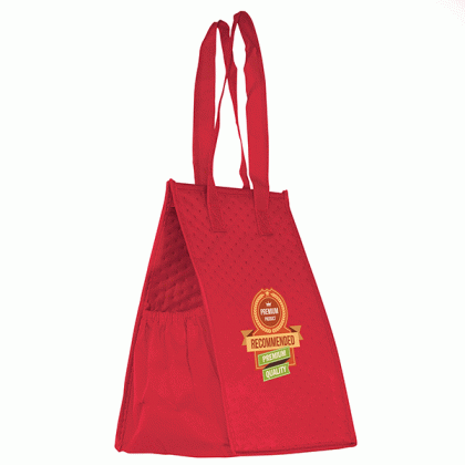 red insulated lunch bag