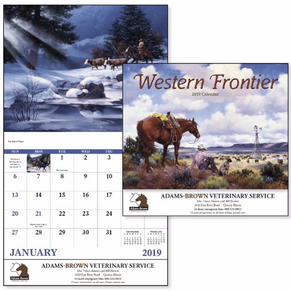 Western Themed Calendar with Imprint Promotional Calendars Wholesale