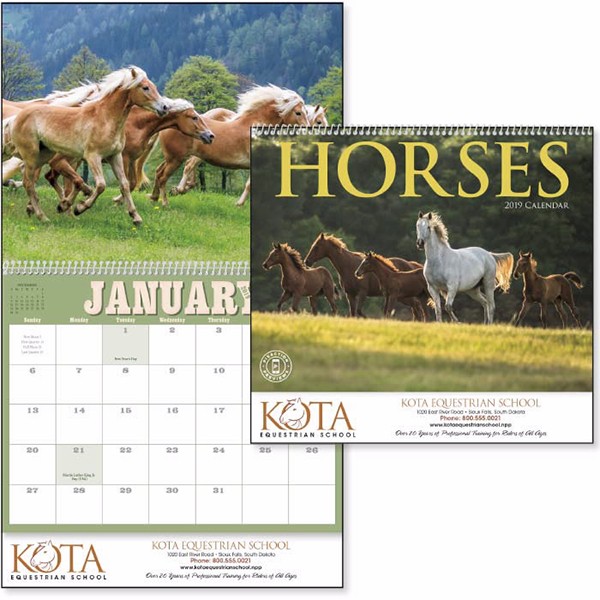 Horse Calendar with Imprint Personalized Calendars Horses