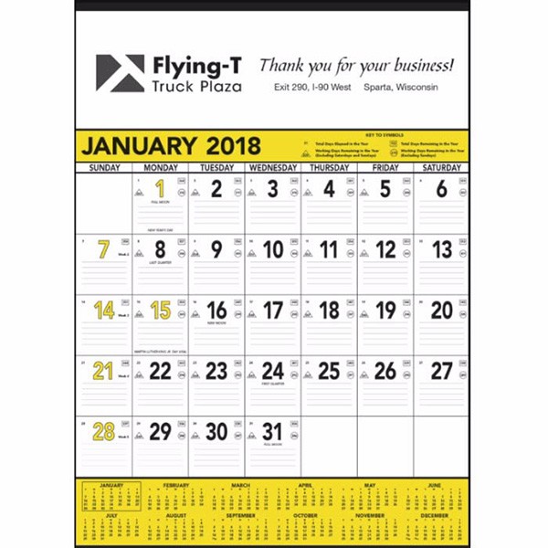Wall Calendar with Yellow Accent and Imprinted Logo 4AllPromos