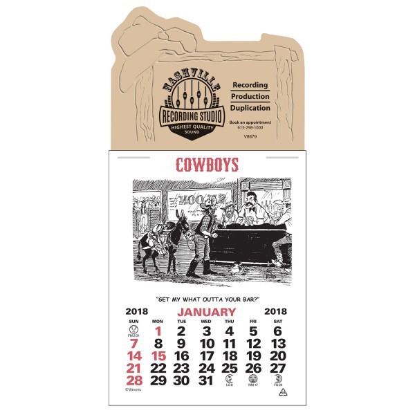 Promotional Cowboy Themed Press and Stick Calendar Custom Calendars