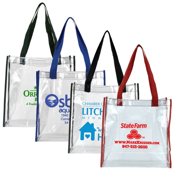 Clear PVC Stadium Tote Bag With Imprint | Custom Promotional Tote Bag