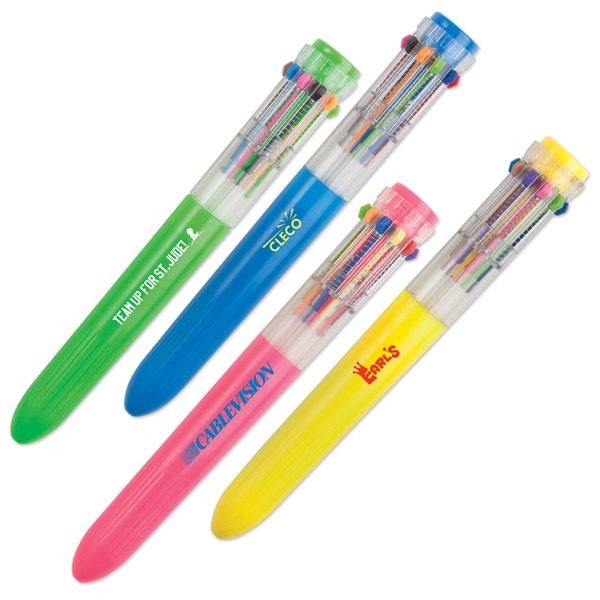 Retractable 10 color Ink Pen with Logo | 4AllPromos