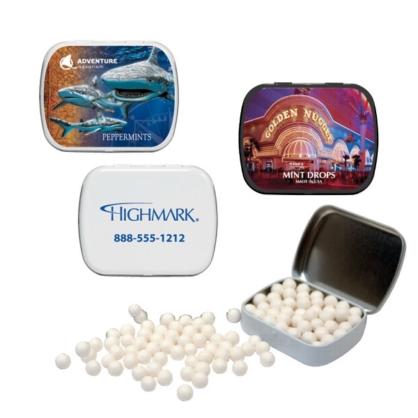 Personalized Mint Tins with Sugar-Free Peppermint Candies-Bulk 100-Piece  Pack-Each Tin is Filled with About 85 Delicious Mini Candies. Custom  Promotional Products for Business, Events. : : Home