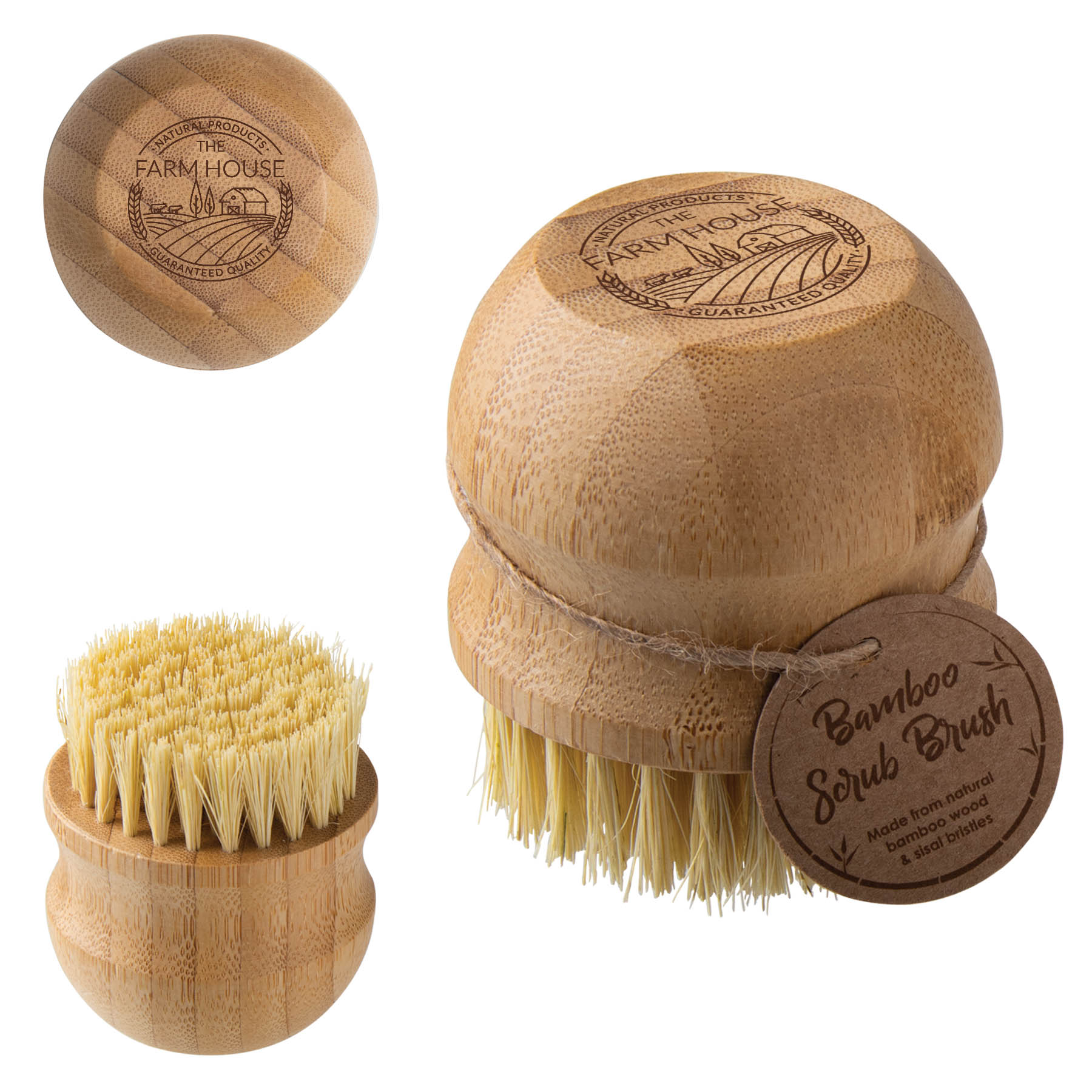 Bamboo Dish Scrubber With Handle - Item #BBDSH -  Custom  Printed Promotional Products