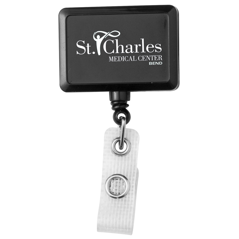 Custom Printed Rectangle Swivel Clip Badge Holder with Polydome